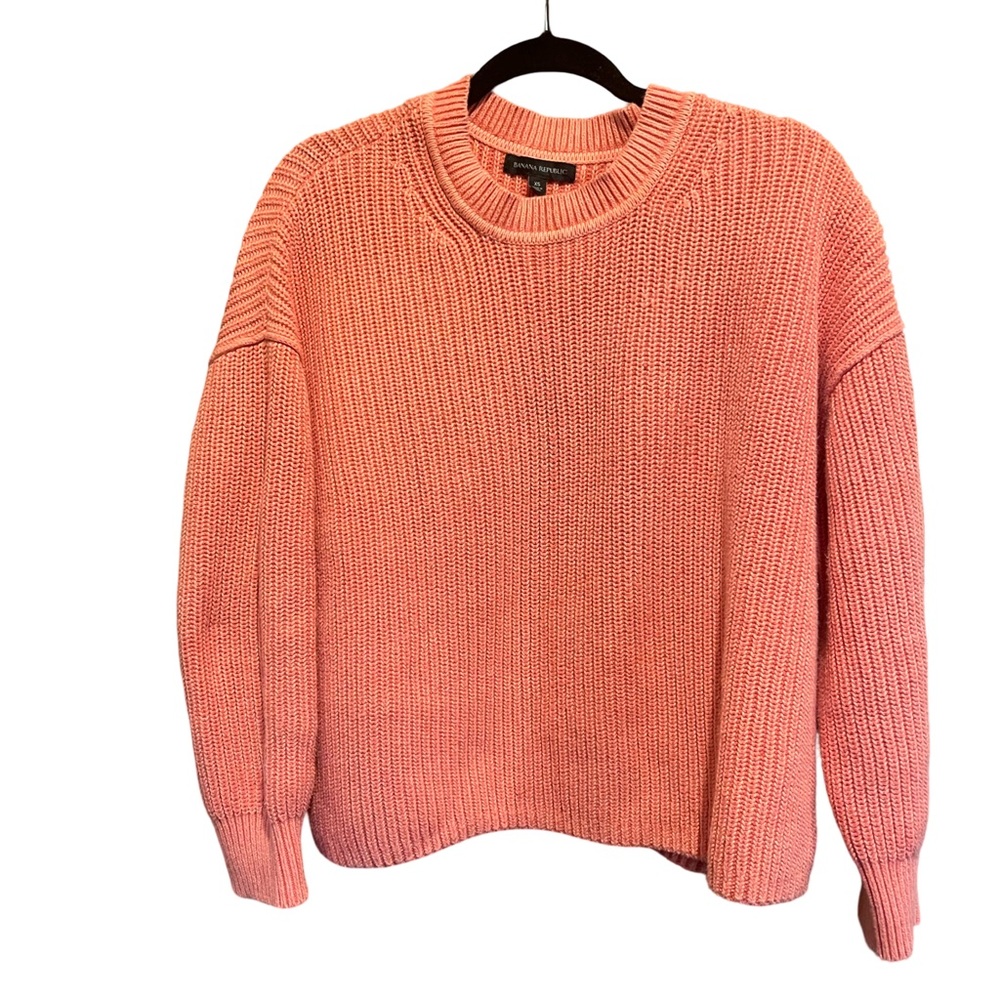 Banana Republic Sweater XS Coral Crew neck Cotton 80's Y2K Minimalist Capsule